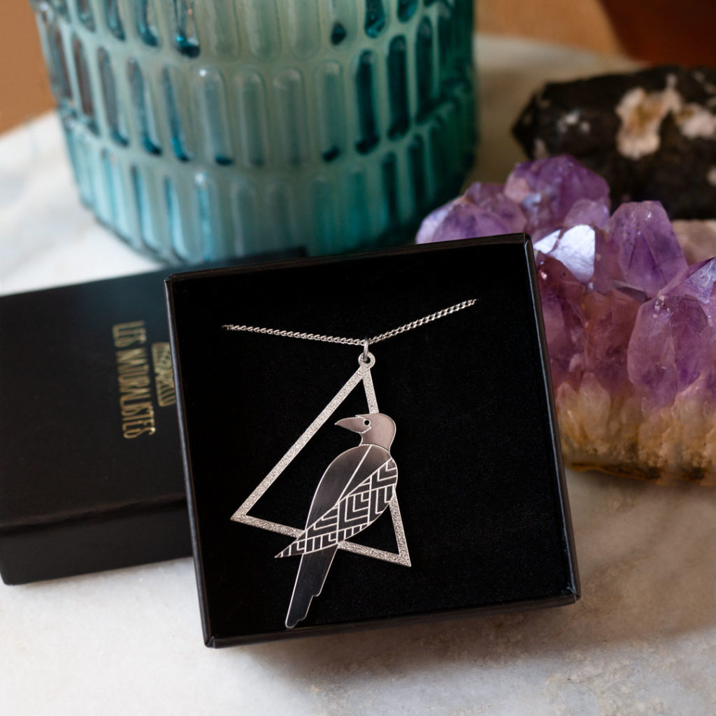 corbeau_pierres Corbeau Sautoir Les Naturalistes - Finition Argent