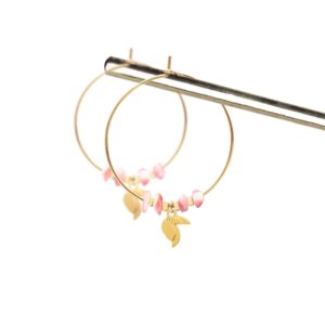 Créoles toucan & opale rose or
