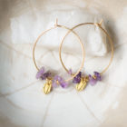 Créoles cristal & pierres fines - finition or et améthyste - Les Naturalistes bijoux