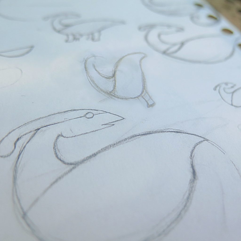 croquisdino01 Croquis préparatoire du modèle dinosaure - Les Naturalistes bijoux