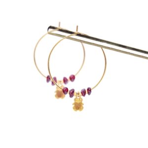 Créoles scarabée & grenat or