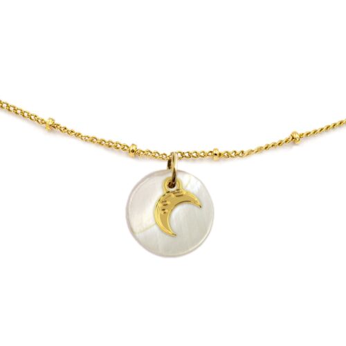 Collier nacre émaillée & lune