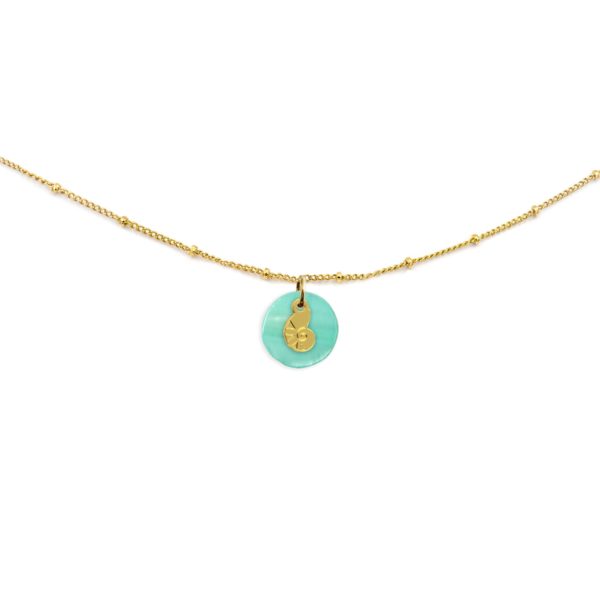 Collier nacre émaillée menthe & nautile