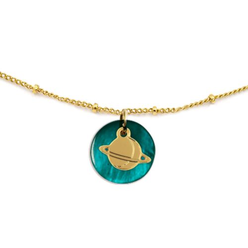 Collier nacre émaillée & saturne