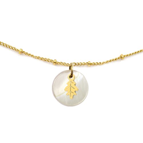 Collier nacre émaillée & chêne