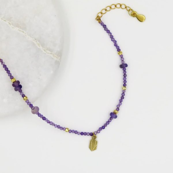 Bracelet en pierres fines améthyste & pampille