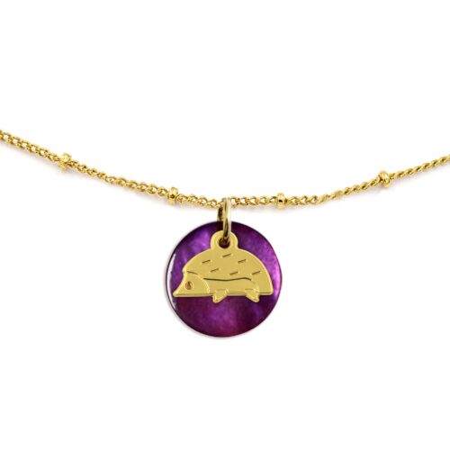 Collier nacre émaillée & hérisson