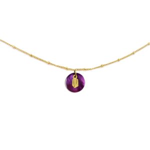 Collier nacre émaillée bordeaux & cristal