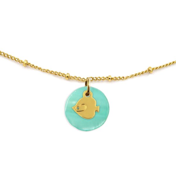 Collier nacre émaillée & poisson ange