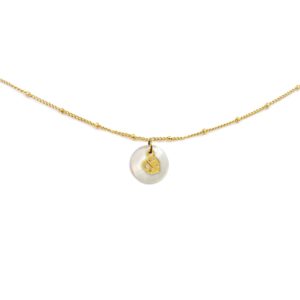 Collier nacre blanche & monstera