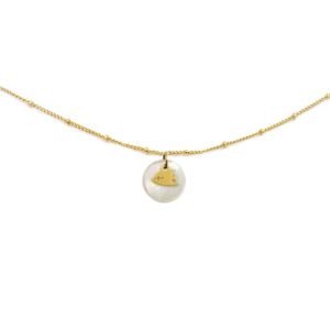 Collier nacre blanche & poisson papillon