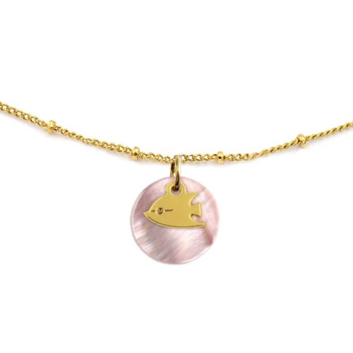 Collier nacre émaillée & poisson papillon