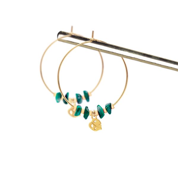 Créoles monstera & malachite or