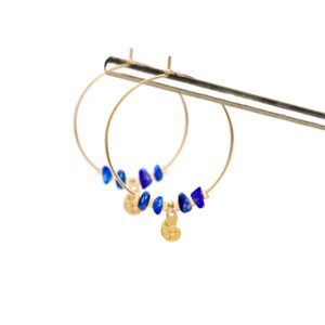 Créoles nautile & lapis lazuli or