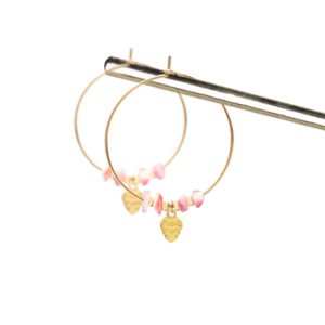 Créoles pomme de pin & opale rose or