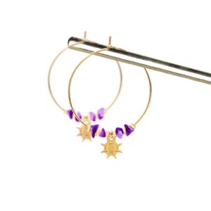 Créoles soleil & améthyste or