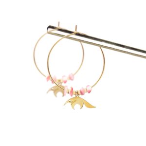 Créoles tamanoir & opale rose or