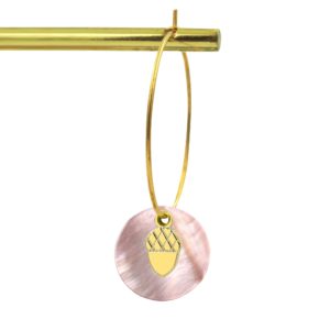 Créoles glands et nacres roses or