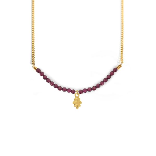 Collier chêne et ligne de pierres fines coloris hiver