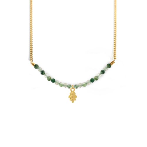Collier chêne et ligne de pierres fines coloris été