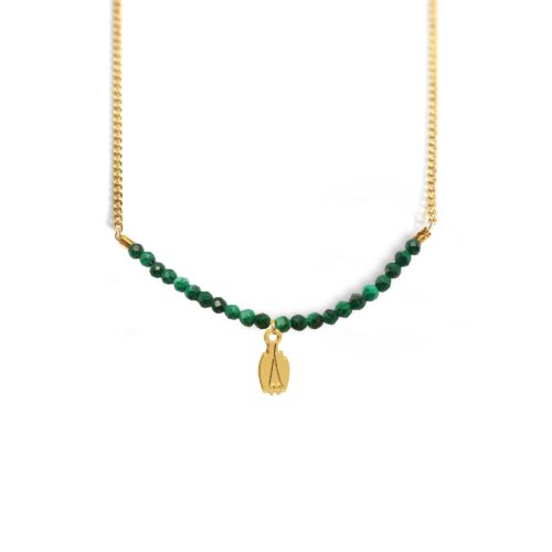 Collier chauve-souris fermée et ligne de pierres fines coloris hiver