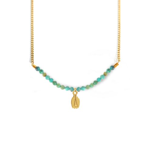 Collier chauve-souris fermée et ligne de pierres fines coloris été