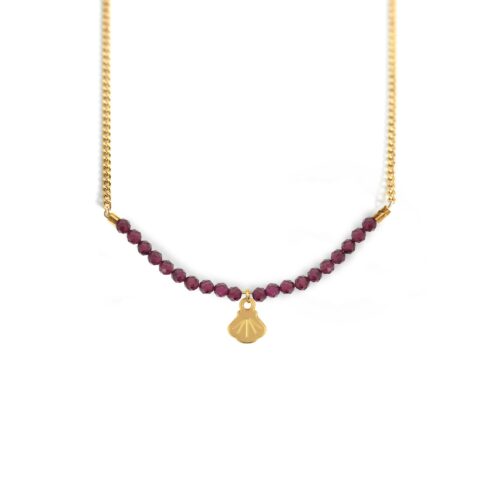 Collier coque et ligne de pierres fines coloris hiver