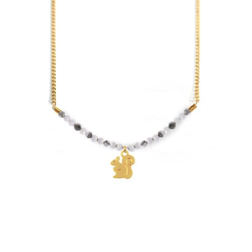 Collier écureuil et ligne de pierres fines coloris hiver
