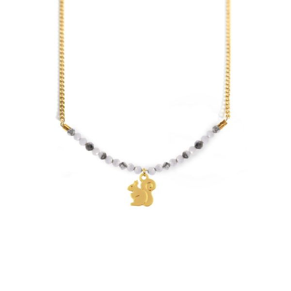 Collier écureuil et ligne de pierres fines coloris hiver