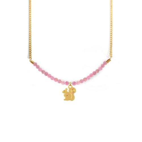 Collier écureuil et ligne de pierres fines coloris été