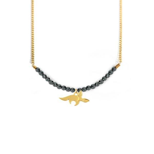 Collier fenec et ligne de pierres fines coloris hiver