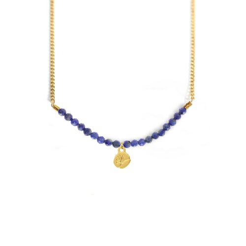 Collier coquelicot et ligne de pierres fines coloris hiver
