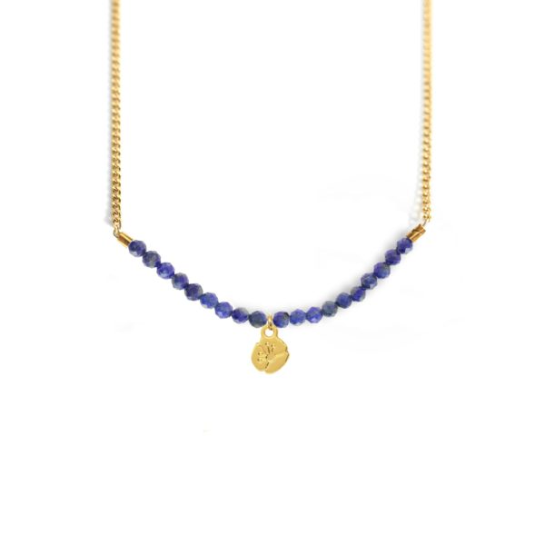 Collier coquelicot et ligne de pierres fines coloris hiver