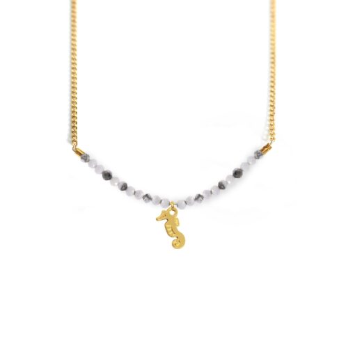 Collier hippocampe et ligne de pierres fines coloris hiver