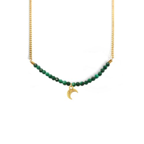 Collier lune et ligne de pierres fines coloris hiver
