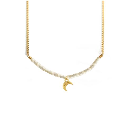 Collier lune et ligne de pierres fines coloris été