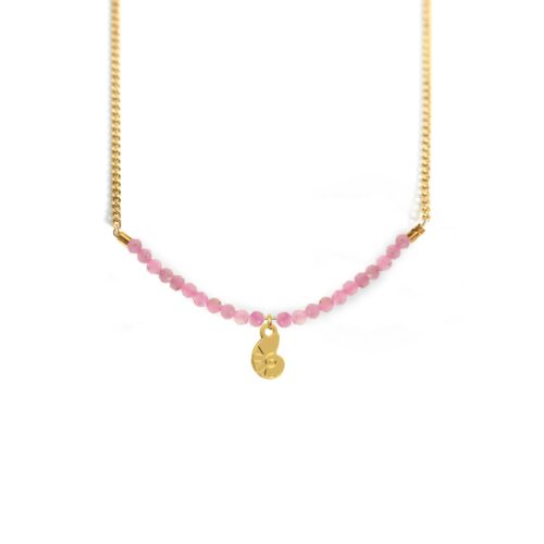 Collier nautile et ligne de pierres fines coloris été