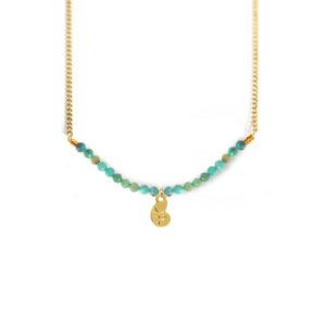 Collier nautile et turquoise or