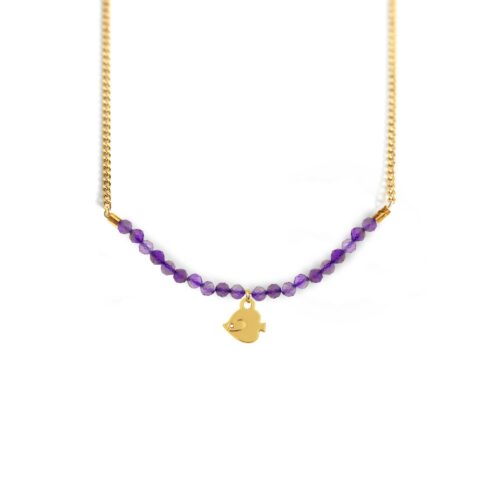 Collier poisson ange et ligne de pierres fines coloris hiver