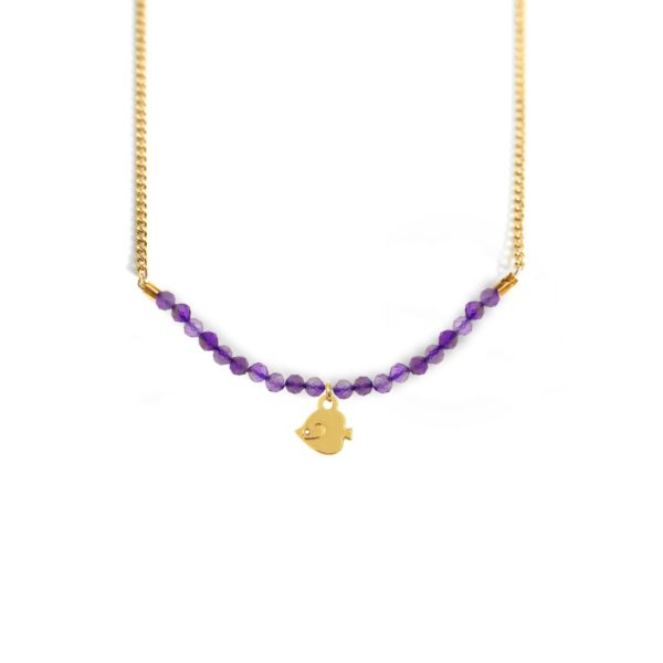 Collier poisson ange et ligne de pierres fines coloris hiver