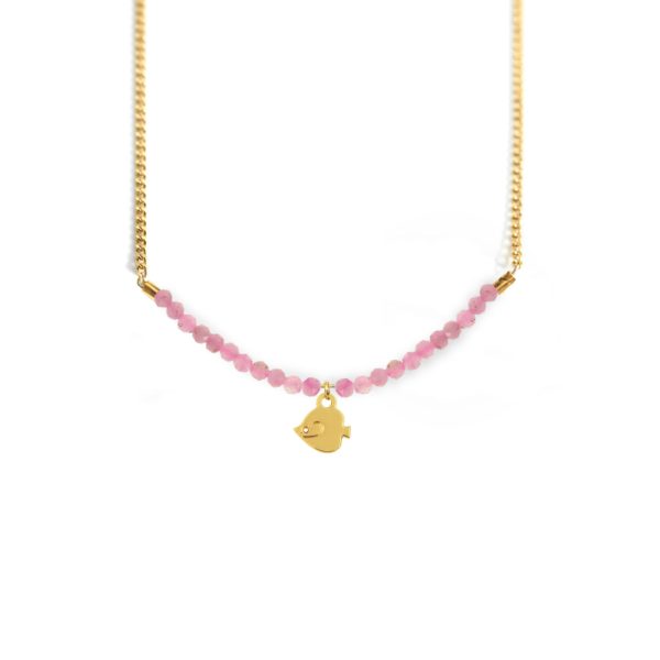 Collier poisson ange et ligne de pierres fines coloris été