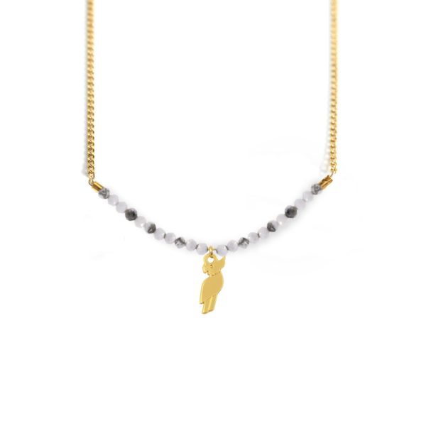 Collier perroquet et ligne de pierres fines coloris hiver