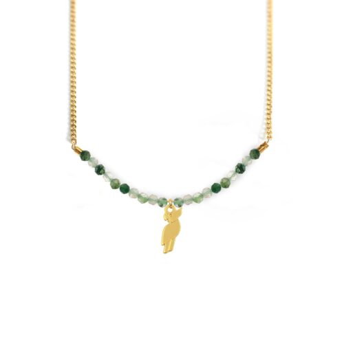 Collier perroquet et ligne de pierres fines coloris été