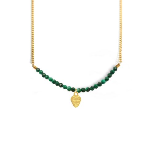 Collier pomme de pin de pierres fines coloris hiver