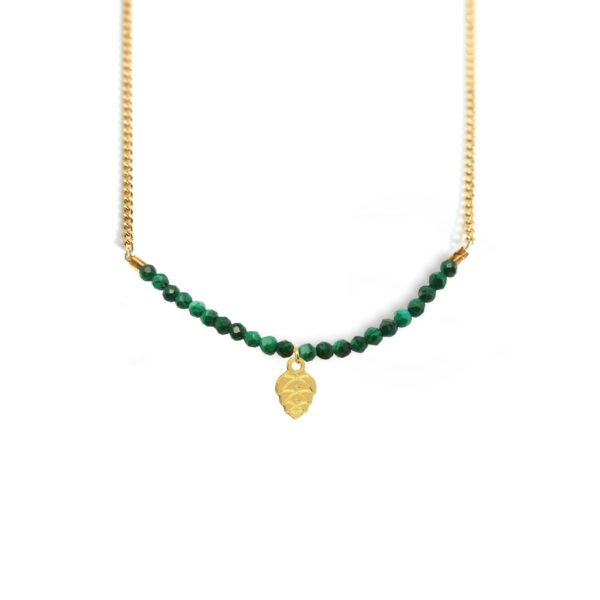 Collier pomme de pin de pierres fines coloris hiver
