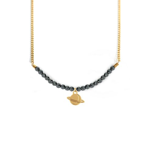 Collier saturne de pierres fines coloris hiver
