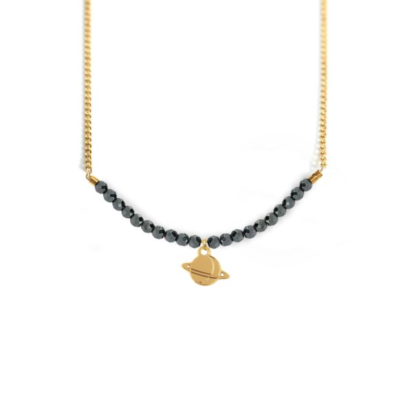 Collier saturne de pierres fines coloris hiver