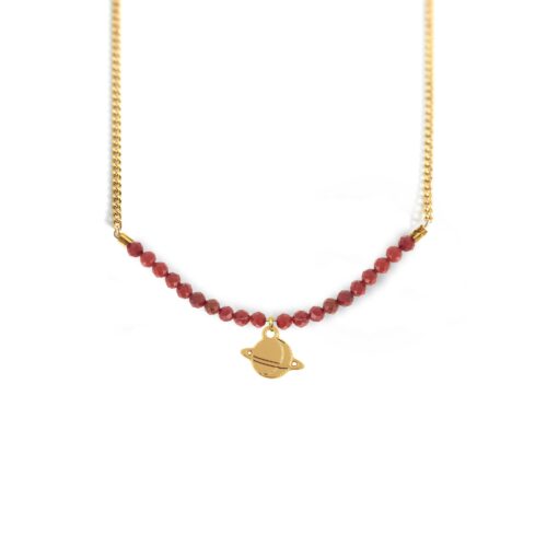 Collier saturne et ligne de pierres fines coloris été