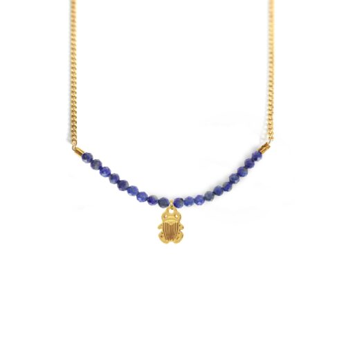 Collier scarabée de pierres fines coloris hiver