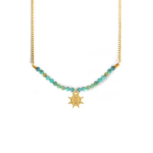 Collier soleil et ligne de pierres fines coloris été